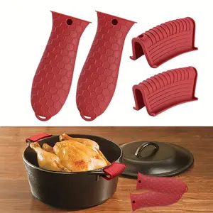 4pcs Cast Iron Handle Covers, Heat Resistant Material Pot Handle Holders, Non-Slip Pot Handle Covers, for Frying Cast Iron Skillet Metal Pan