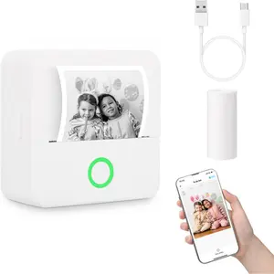 Portable Thermal Pocket Printer Inkless Bluetooth Receipt Mini Printer Wireless Sticker Lable Printer Study Notes Pictures Photos Print for Scrapbook Journal Sticky Label