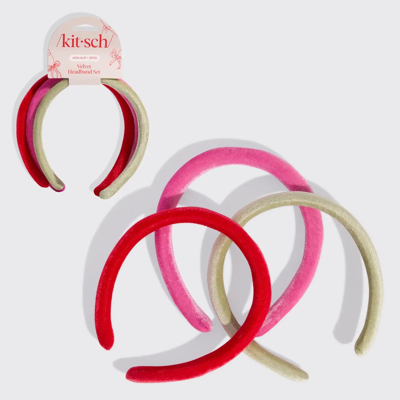 Red, Pink & Green Velvet Headbands Red, Pink & Green Velvet Headbands