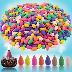 300 Assorted Backflow Incense Cones, Lavender Agarwood Sandalwood Artemisia Floral Rose Scent, Wood Material, Smoke Reflux Incense For Yoga Gifts And Stylish Home Decor