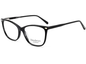Amadeus Black Square Eyeglasses with Grey Magnetic Clip-On Sunglasses 2-in-1 Cat-Eye Frame UV Protection Durable Acetate Unisex Fit Ideal for Daily Use