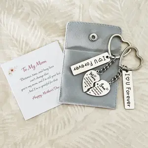2Pcs Mother’s Day Gift for Mom, Mom and Daughter Son Matching Heart Keychain, I Will Always Have You Engraved Gift, Womens Gifts, Gifts for Women, Mom Birthday Gifts, Dainty Fashion Jewelry