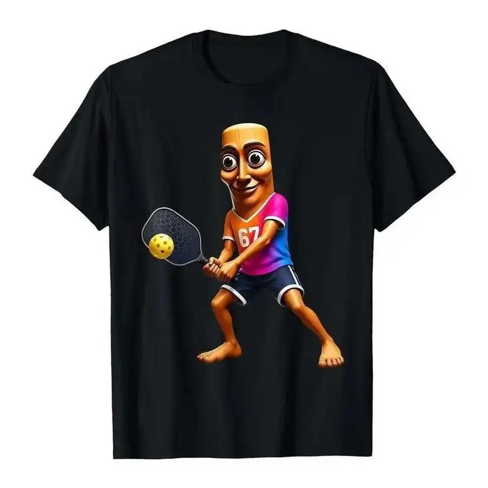 Unisex Tung Sahur Pickleball T-Shirt | Funny Number 67 Paddle Sport Graphic Tee | Absurd Virtual Character Meme Clothes for Men Women