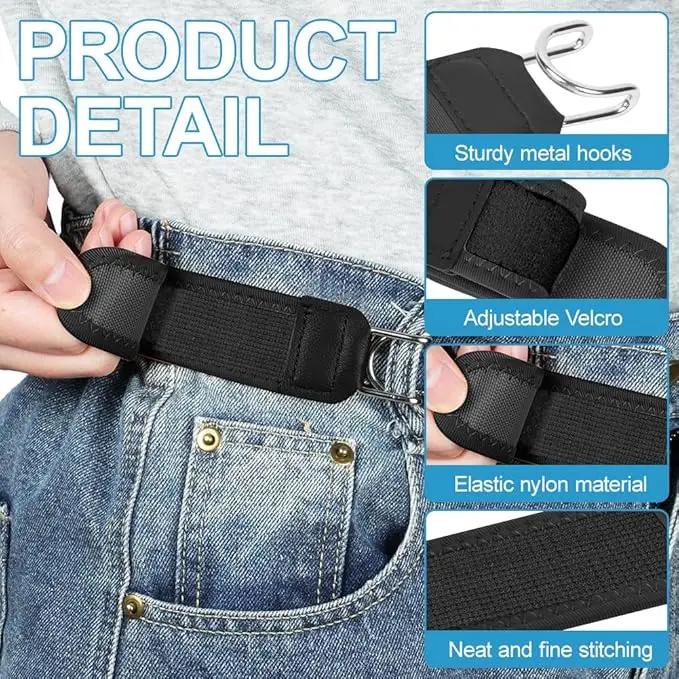 No Buckle Elastic Stretch Belt for Men & Women, Adjustable Buckleless Belt Hook, Invisible Unisex Belt for Jeans, Pants
