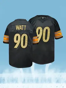 Men's T.J. Watt #90 Vintage Football Jersey - Stitched Retro Football Shirt, Breathable Short Sleeve Sports Uniform for Daily Wear, Game Day & Football Fans Collection