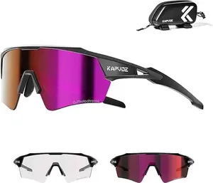 KAPVOE Photochromic Cycling Glasses Men Women Sport Sunglasses UV Protection Mountain Bike Glasses MTB Riding Running(Includes a bicycle bag)