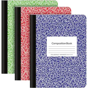 Composition Notebooks, 100 Sheets per Book, 9-3/4 x 7-1/2 Inch School Journals, Primary Color Marble Covers, College Ruled Paper, 3 Pack