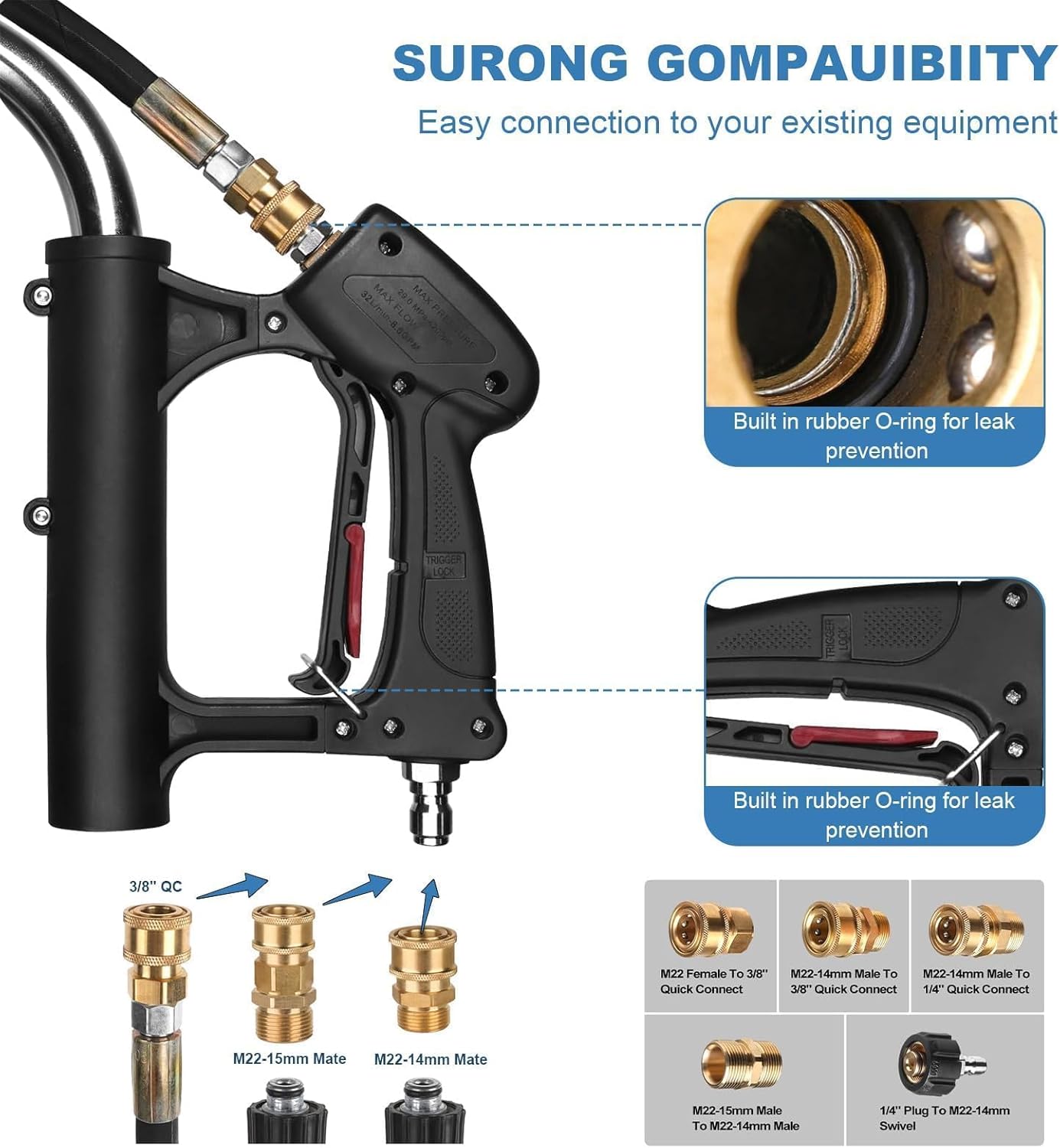 20" Pressure Washer Surface Cleaner with 4 Wheels & Dual Handles, 4600 PSI 12 GPM Stainless Steel Surface Cleaner Attachment with 2 Nozzles for Driveways, Sidewalks, Decks & Patios, Commercial Grade 20" Pressure Washer Surface Cleaner with 4 Wheels & Dual Handles, 4600 PSI 12 GPM Stainless Steel Surface Cleaner Attachment with 2 Nozzles for Driveways, Sidewalks, Decks & Patios, Commercial Grade
