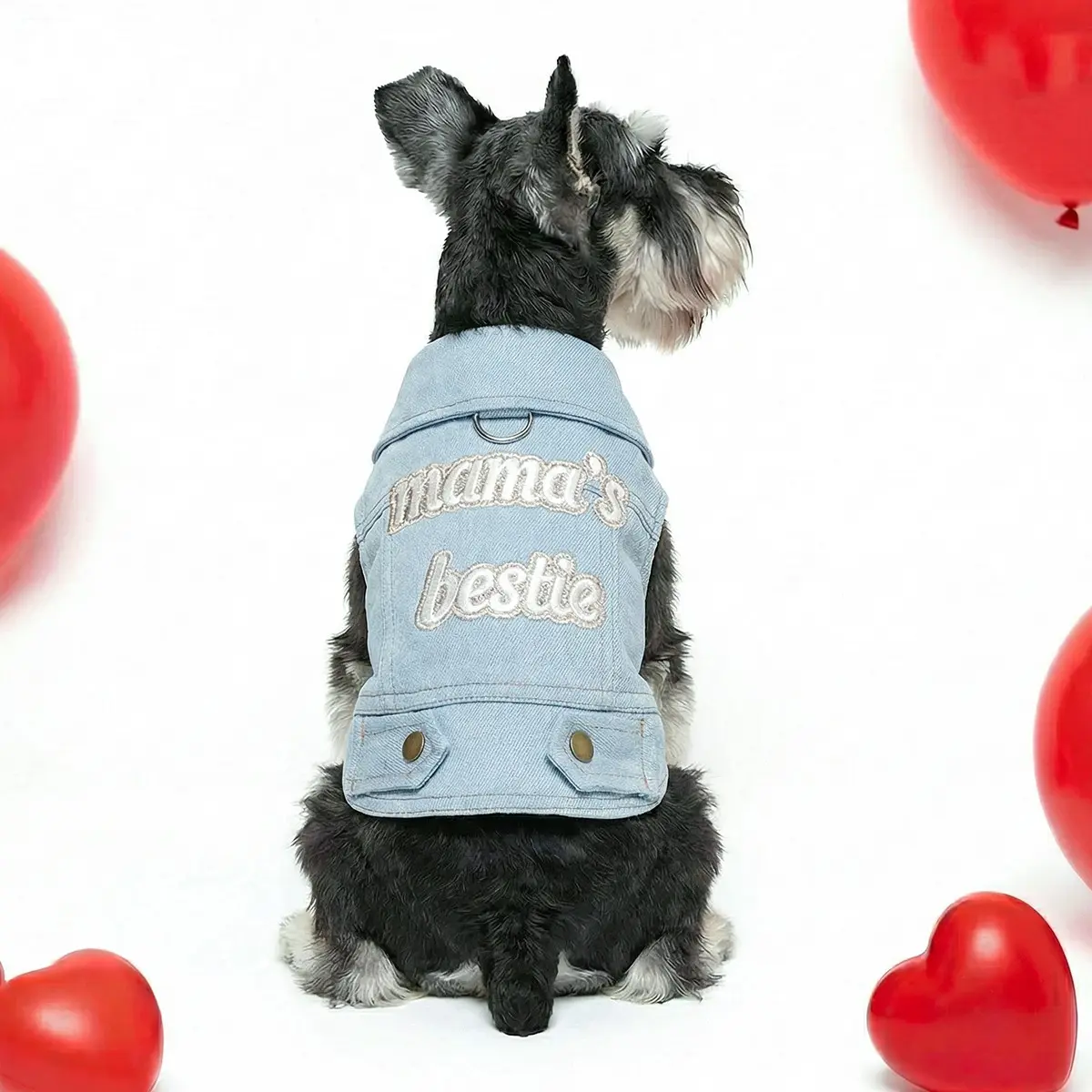 Mom's Good Friend Faux Denim Jacket for Pets, Stylish Dog, Puppy & Cat Coat, Teddy Bichon Pomeranian Poodle Miniature Dog Clothes, Clothing