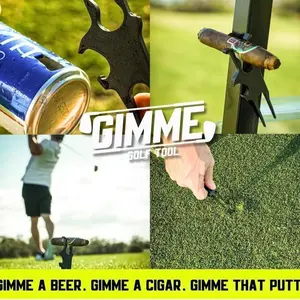 Golf Multi Tool, Cigar Holder and Bottle Opener for Golf Course, Divot Repair Tool with Cigar Rest, Golf Cart Clip Cigar Stand, Men‘s Golf Accessory Gift Set