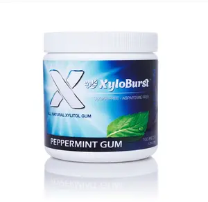 XyloBurst Gum | Xylitol Chewing Gum | Sugar Free, Gluten Free, Keto Friendly | Aspartame Free Gum For Oral Health | Peppermint | 100-Count Jar Natural