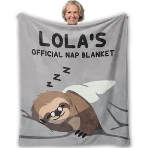 1pc Fun sloth granny blanket, a gift from grandchildren to grandma, suitable for sofas, bedrooms, living rooms, and other home furnishings. Lola Grandma Blanket