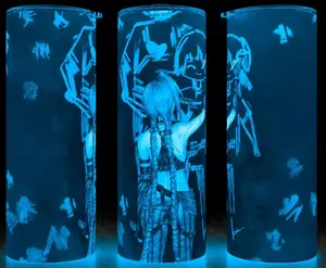 Glow in the Dark Arcane League of Legends Jinx Drawing Isha Anime Cup Mug Tumbler 20oz with Lid & Straw, Stainless Steel, Lightweight Design for Hydration - Reusable, Stylish
