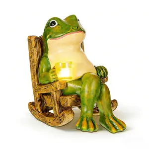Solar-Powered Frog Night Light Outdoor Cute Statues Decor - Easy To Insall Durable Home Decor Frog Decor LED Lights for Boys & Girls Perfect Holiday Gift