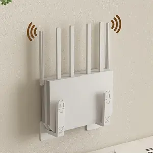 Wireless WiFi Router Mounting Rack, Wall-Mounted Storage Box, No-Drill Outlet Strip Holder, Fixed Bracket Stand, Organizer Shelf
