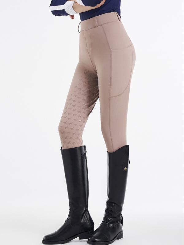 Women's Animal Pattern Pocket Design Riding Skinny Pants, Sports Bottoms, Breathable Quick Drying Non-slip Equestrian Trousers, Ladies Equestrian Clothing for All Seasons