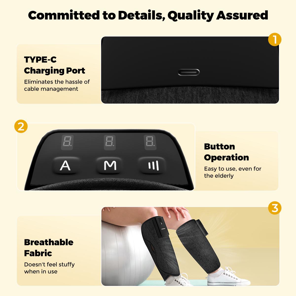 CINCOM Cordless Calf Massager Wireless Leg Compression Massager for Improved Circulation & Muscle Relaxation, Portable Daily Recovery Device Easy to Use Leg Spa Machine