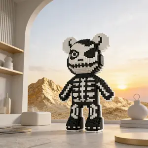 Halloween Skull Bear Animal 3D Puzzle Building Blocks Decoration, Bookshelf Home Office Cabinet Decor, Party Living Room TV Stand Display