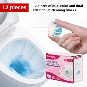 12 Dual Color & Dual Effect Automatic Toilet Bowl Cleaners Tablets （home essentials）  Effective Cleaning Solution