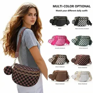 Holiday Gift Set: Checkered Bum Bag + Mini Wallet| Spacious Adjustable Crossbody Fanny Pack for Daily Wear & Travel
