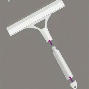 White Handheld Squeegee - 2-in-1 Glass Cleaning Tool with Scraper & Brush, Multi-Angle Scrubber for Homeowners' Daily Home Cleaning Supplies