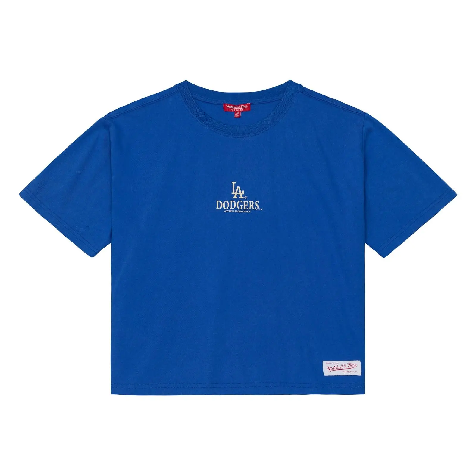 Women's Los Angeles Dodgers Royal Core Essentials Cropped Boxy T-Shirt MLB Throwback Tee Graphic Vintage Fan Gear Mitchell & Ness