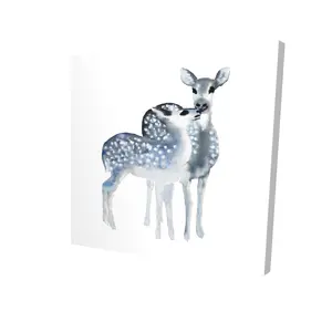 212 MAIN Blue Fawns Deer Motif Wall Art Decor, 24x24 in High-Def Minimalist Nature Artwork, Bedroom Home Aesthetic Decoration, Ideal Housewarming Gift