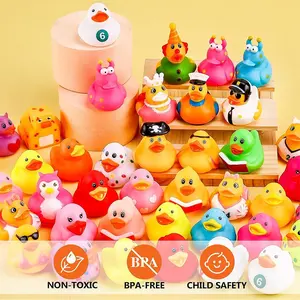 100 Colorful Rubber Duck Party Favors, Expressive PVC Bath Toys with Accessories, Perfect for Baby Showers Birthdays and Pool Parties