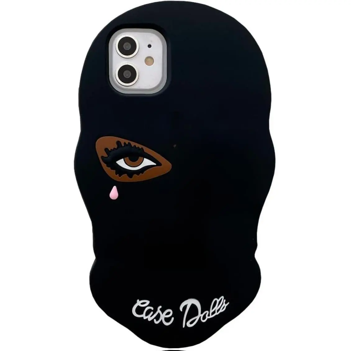 Case Dolls Funny 3D Silicone Case for iPhone 13 Cute Cartoon Black Mask Kawaii Phone Case for Women Girls Soft Rubber Bumper Cool Fun Cover for iPhone 13 Shock Resistant Anti-S Textured
