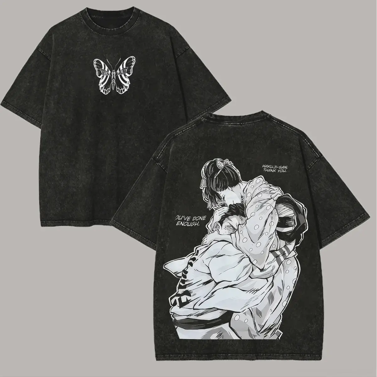 Men's Akaza Anime Graphic Tees, Oversized Distressed Washed Cotton Tshirt, Casual Pop-Culture Unisex Gift, Men's Graphic Tees, Shortsleeve, Menswear, Festive, Vintage, All Seasons, Humor In Print, Crew Neck, Figure, Streetwear, Tops, Casual Fit, Baggy, La