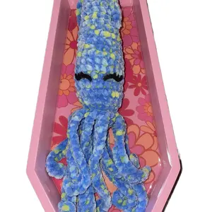 Squid Plushie Medium-Sized Blue/Green with Felt Lashes