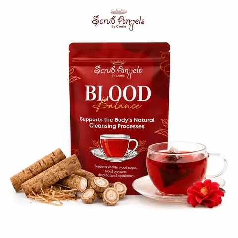 Scrub Angels Blood Balance Tea - 32-Day Supply, Vegetarian, Gluten-Free Japonica Infusion, Antioxidant, Circulation Support, Detox Support, Holistic Wellness Beverage