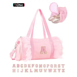 【Valentine's Day】Gym Bag for Women Travel Bag Large Capacity Carry On Weekender Overnight Bag, Casual Sports Bag, Personalized Initial Dance Bag, Girls Medium Lace Fitness Yoga Cheerleading Bag, Large Capacity Tote, Cute Letter Ballet Bag, Christmas