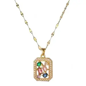 Paisley Hearts57 Color Stone Necklace for Women - Fashion Accessory pink  tiffany necklace fashion necklace