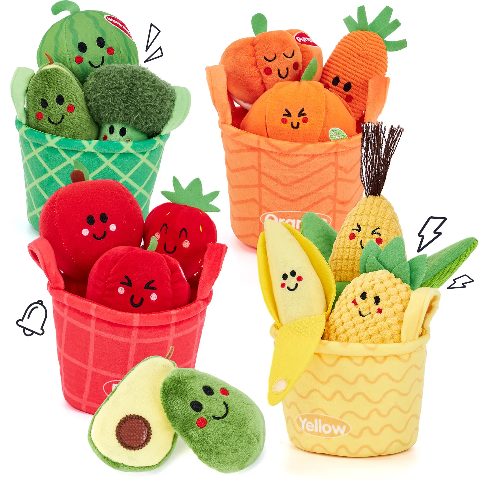 16 PCS My First Fruit Vegetable Color Sorting Play Food with Crinkle Rattle Sound, Montessori Toy for Babies 6-12 Months, Fill Spill Toy Girl Boy Todd