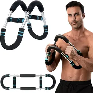 Arm Trainer, 60-100lb Adjustable Chest & Arm Workout Tool, Compact Twister Arm Strengthener, Portable Power Twister Bar with Snap - Together Detachable Design for Fitness Anywhere