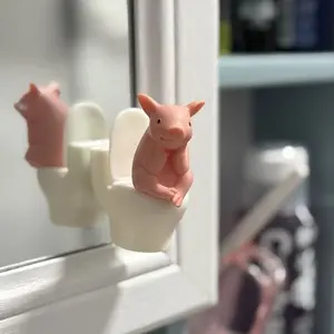 Cute Pig Toilet Decoration, Fun Bathroom Pig Decor, Cute Animal Design, Adorable Animal Themed Accessory, Home Decor Statue, Perfect Gift for Kids & Adults