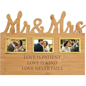 Novabright Wedding Gifts for Couples, Mr & Mrs Wedding Picture Frames 3 Opening Mini Photo Frame Holds 2x3 Collage Picture Bridal Shower Gift for Bride Engagement Newlyweds for Display on Tabletop