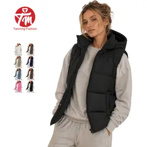 Tanming Lady's Basic Puffer Vest with Removable Hood, Front Zipper Closure, Lightweight Tops, Pockets for Casual Fall Winter Wear,summerwins,summeroutfits,vacationoutfits,beachoutfits