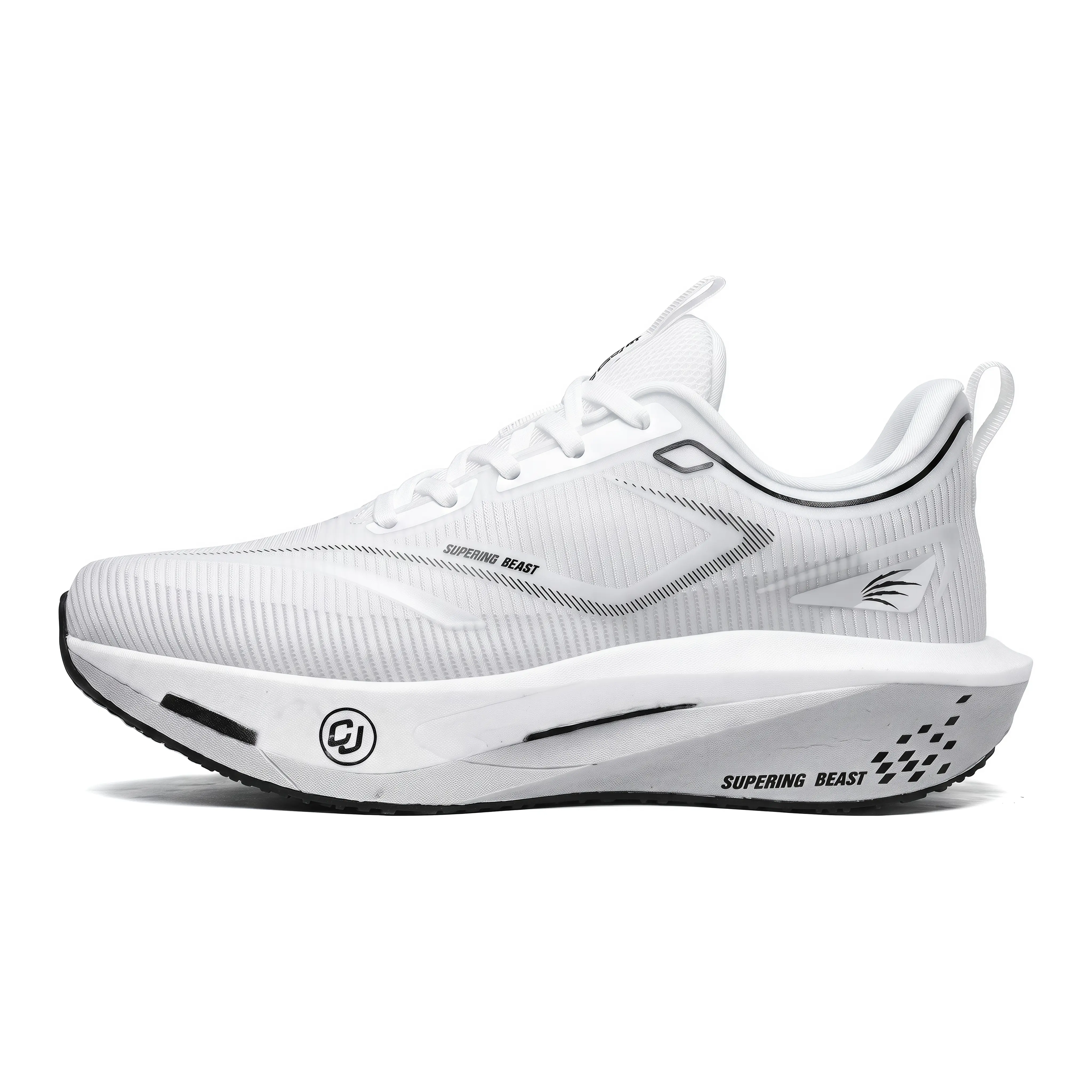Men's Casual Trainers, 2026 Trending Aesthetic White Performance Runners with Laces, Supering Beast Carbon Foam Midsole, Lightweight Breathable Mesh, Non-Slip Rugged Outsole, All Seasons Multi-Function Kicks for Long Distance Jogging, Gym, Streetwear