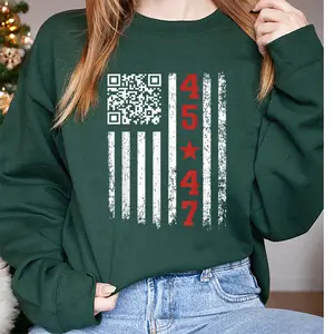 T-shirt Trump 45 47 American flag short t-shirt Unisex t-shirt with cool and material, comfortable style sweatshirt