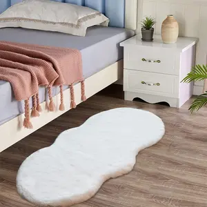 Long Strip Rug for Bedroom Decor, Plush Living Room Area Rug, Non-Slip Washable Rabbit Fur Style Carpet, European Home Decoration