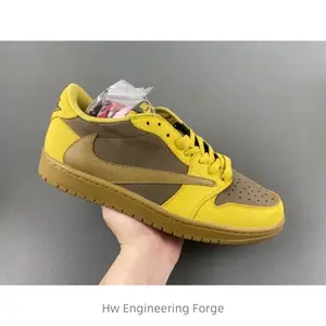 Yellow and brown fashionable casual low-top sports shoes