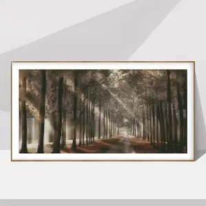 Scenery Tree Pattern DIY Cross Stitch Kit without Frame, Cross Stitch Embroidery Kit with Accessories, Modern Home Decoration
