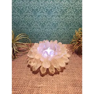 Clear Quartz Cluster Candle Holder