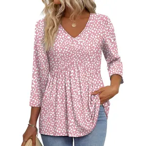 VVZ 2026 Women's Shirt Elegant Casual Fashion V-Neck Dolman Sleeve Top for Spring and Fall