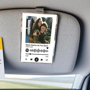 Custom Car Visor Music Plaque, Scannable Spotify Code Acrylic Board, Sun Visor Photo Clip, Anniversary Gift For Couple, Valentine Gift For Him Her