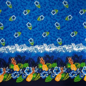 Pineapple Hibiscus Ocean Tropical Leaves Rayon Fabric | Islands Fabric