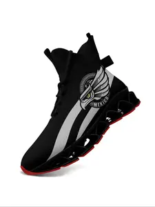 Men's Eagle Print Lace Up High Top Sneakers, Casual Comfortable Breathable Sports Shoes, Male All-match Round Toe Athletic Shoes for Training & Daily Wear, Sporty Fashion Running Shoe