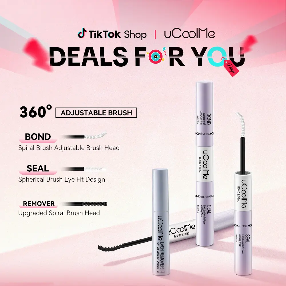 UCOOLME Lash Bond and Seal Kit with Remover, 24H Strong Hold Waterproof Cosmetic for DIY Eyelash Extensions, Latex-Free Formula